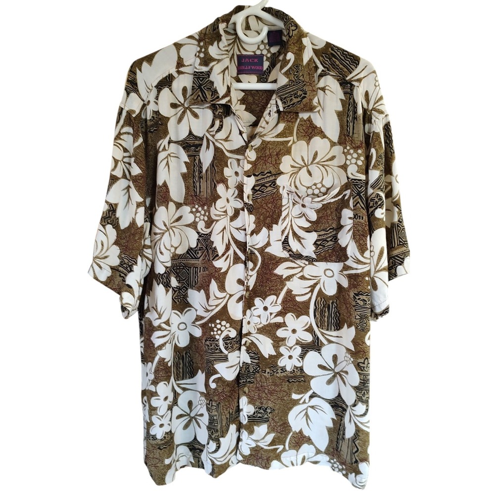 Vintage Jack Hollywood Hawaiian Shirt Hibiscus Summer Beach Top Mens Extra Large